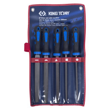 Набор напильников 200 мм, двухкомпонентные рукоятки, 5 предметов KING TONY 1005GQ