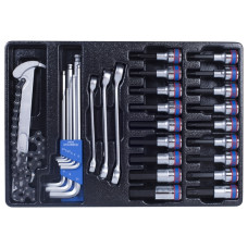 Набор торцевых насадок, шестигранники Г-образные и разрезные ключи, ложемент, 31 предмет KING TONY 9-90131MR