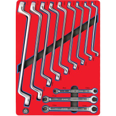 Набор накидных и разрезных ключей, зеркальная полировка, ложемент, 12 предметов МАСТАК 5-23112