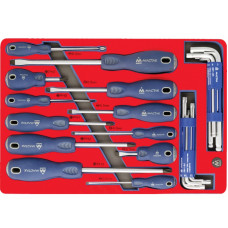 Набор отверток, шестигранников и TORX, ложемент, 27 предметов МАСТАК 5-40627