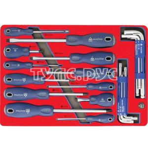 Набор отверток, шестигранников и TORX, ложемент, 27 предметов МАСТАК 5-40627