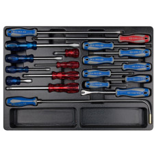 Набор отверток, съемник клипс и гибкий магнит, ложемент, 19 предметов KING TONY 9-31919MR