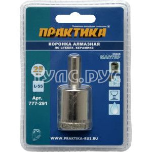 Коронка алмазная по стеклу и керамике 25 мм (1шт) блистер