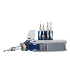 Отвертка реверсивная складная, с набором бит для точных работ