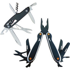 Мультитул набор 2 шт плоскогубцы 10 в 1  + нож 8 в 1 складной, черные, в дисплее по 6 шт