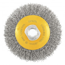Щетка Тарелка (100 мм; М14; витая нержавеющая проволока 0.3 мм) для УШМ DENZEL 746083 Щетка Тарелка (100 мм; М14; витая нержавеющая проволока 0.3 мм) для УШМ DENZEL 746083