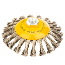 Щетка Тарелка (125 мм; М14; крученая нержавеющая проволока 0.5 мм) для УШМ DENZEL 746113 Щетка Тарелка (125 мм; М14; крученая нержавеющая проволока 0.5 мм) для УШМ DENZEL 746113