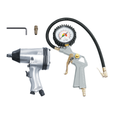 Набор пневмоинструмента 2 предмета (пневмогайковерт (158л/мин 312н/м 7000об/мин) + пневмопистолет для накачки шин с манометром).