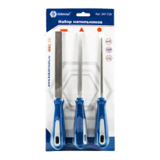 Набор напильников КОБАЛЬТ двухкомпонентная рукоятка, № 2, 150 мм (3 шт.) блистер