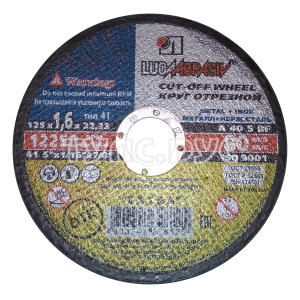 Круг отрезной Luga-Abrasiv D11001252216000 125х1,6х22 A 40 S BF 80 (14А БУ) мет.+нерж. круг отр.