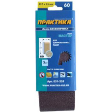 Лента шлифовальная ПРАКТИКА 75 х 457 мм P60 (3шт.) картонный подвес 031-235