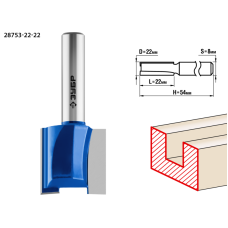 Фреза пазовая прямая ПРОФЕССИОНАЛ (22х22х54 мм; хвостовик 8 мм) Зубр 28753-22-22 Фреза пазовая прямая ПРОФЕССИОНАЛ (22х22х54 мм; хвостовик 8 мм) Зубр 28753-22-22