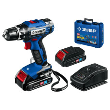 Дрель-шуруповерт, кейс, Профессионал ЗУБР Т7, 20 В, 50 Н·м, 2 АКБ (2 А·ч) DL-201-22